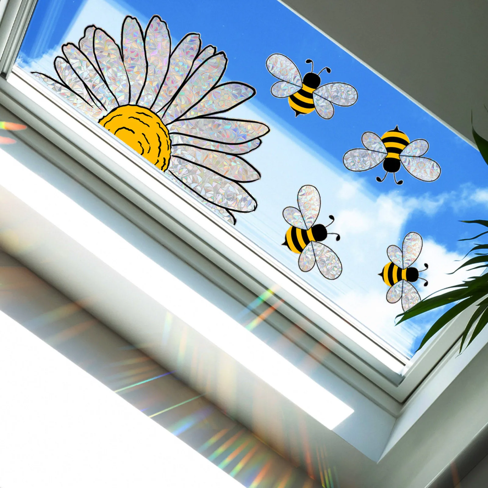 Reusable Sunflower and Bee Window Stickers